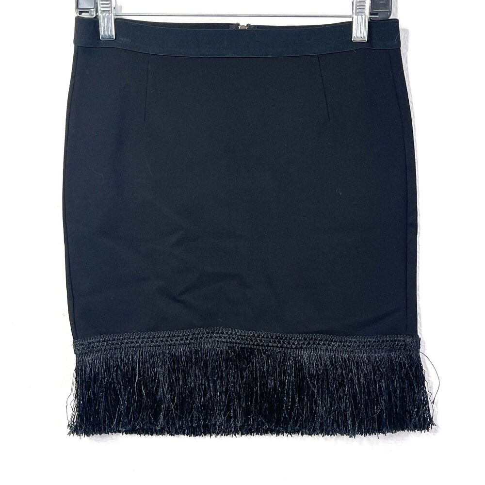 Bobi Los‎ Angeles Black Fringe Mini Skirt | Boho Festival Party - Picture 2 of 10